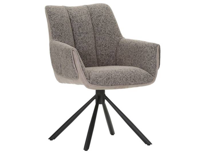 Novel Armlehnstuhl, Taupe, Textil, Sternfuss, 62x87x64 cm, Wippfunktion, Sitzfläche 360° drehbar, automatische Rückholfunktion, Esszimmer, Stuhl, Polsterstühle
