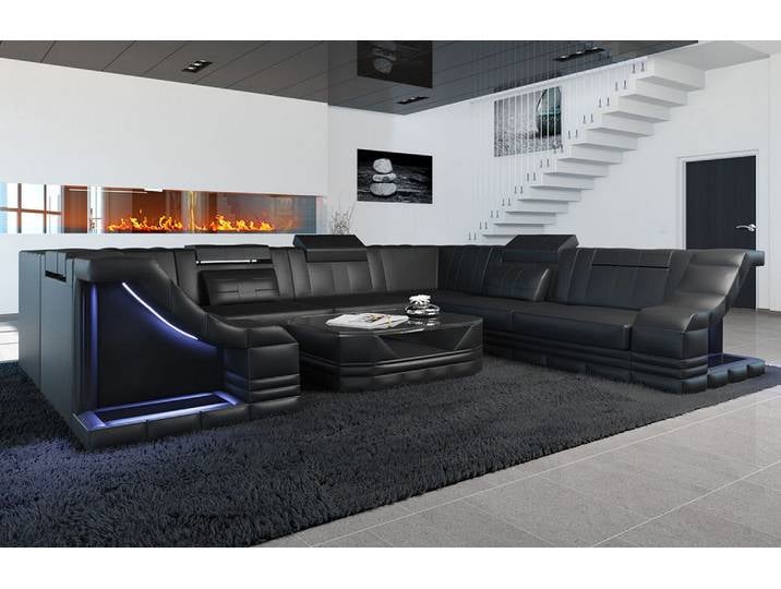 Mini Sofa Bianchi U-Form aus Leder