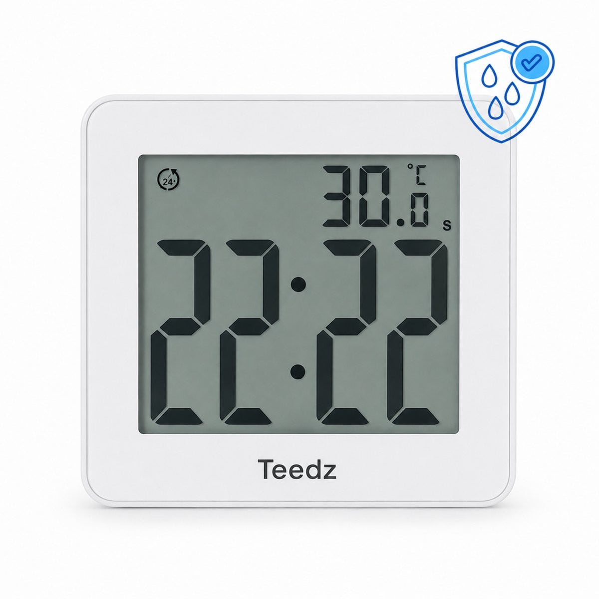 Teedz Douchetimer - Digitale waterdichte douchewekker en temperatuurmeter met zuignap