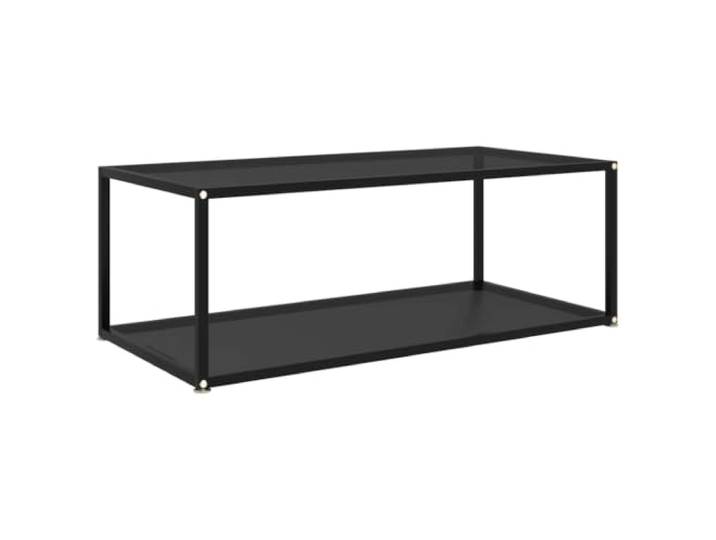 HEFZGDB Moderner Couchtisch Schwarz 100x50x35 cm Hartglas mit 2-stufigem Design aus pulverbeschichtetem Stahl für Stabilität und Langlebigkeit, ideal für Wohnzimmerdekoration