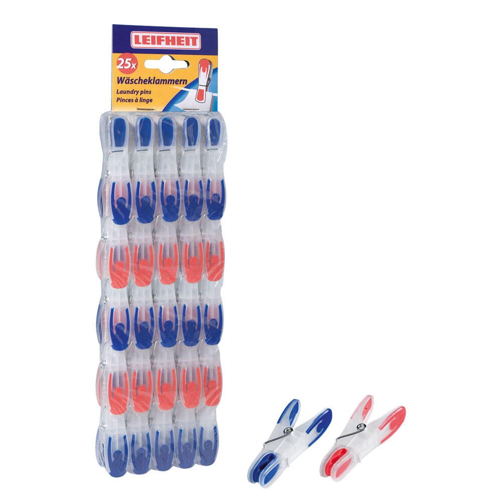 LEIFHEIT Wäscheklammern blau/transparent und rot/transparent 85660