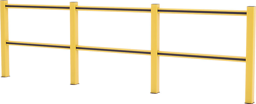 Schutzgeländer Flex Impact® HD Light, gelbe Pfosten - gelb/schwarz gestreift, Breite 3750 mm Boplan