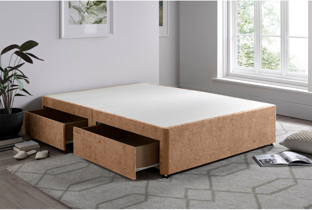 17 Stories Chenille Divan Bed Base Mink Single (3')