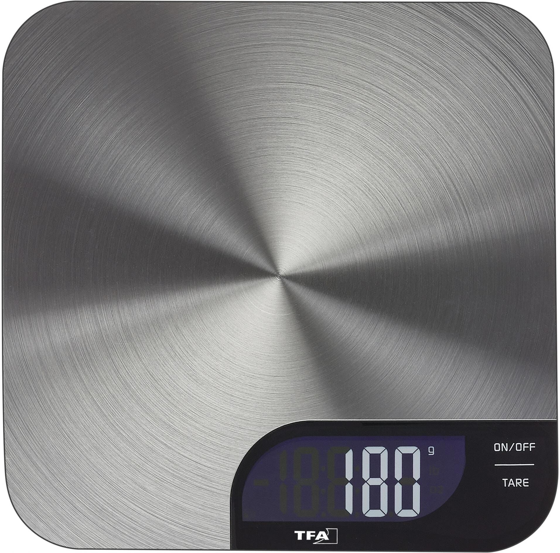Küchenwaage TFA DOSTMANN "Cheesecake", silber (silberfarben), B:200cm H:1,5cm L:200cm, Edelstahl, Kunststoff, Küchenwaagen, Küchenwaage silberfarben Einheitsgröße