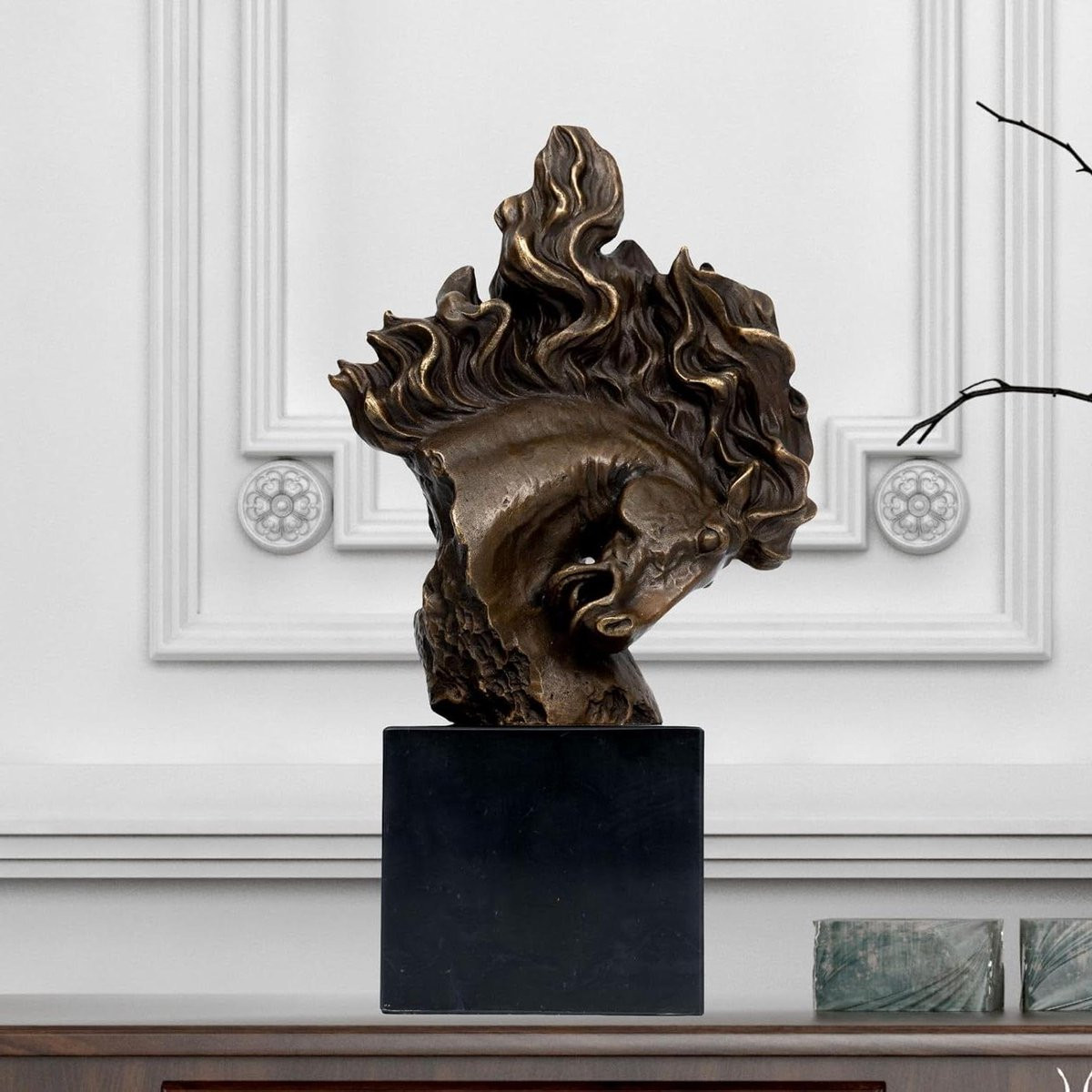 Luxe handgegoten bronzen paardenhoofd buste decoratie, Hoogte: 275 cm, Brons
