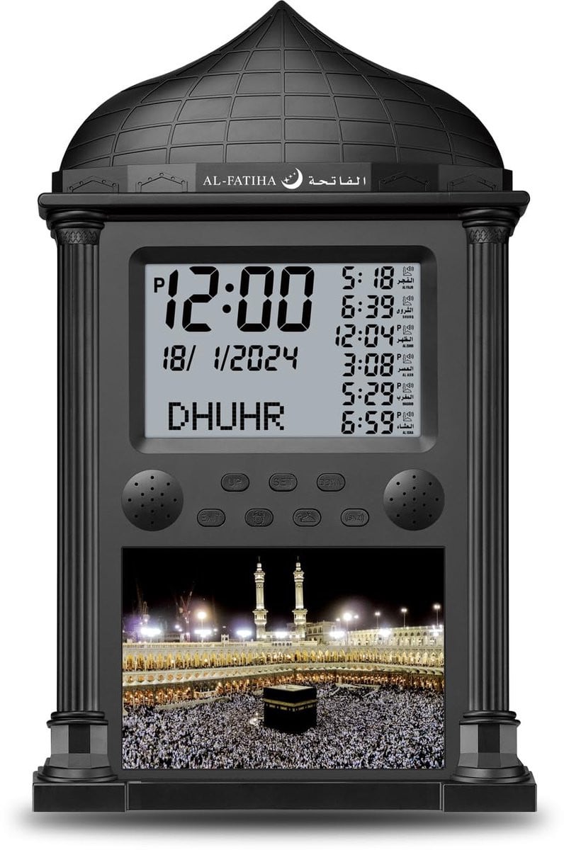 Digitale Islamitische Gebedsklok met Athan Gebedsoproep en Kalender - Zwart