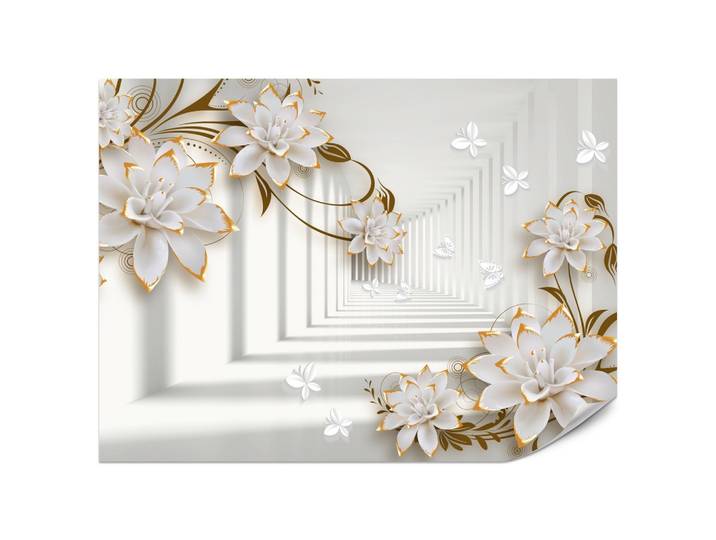 FOTOTAPETE für Wohnzimmer Abstrakter Blumen Tunnel Schmetterlinge 200x140
