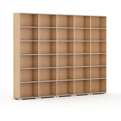 Bücherregal SILVER LINE, 5 Reihen, 2230 x 3000 x 400 mm, Buche