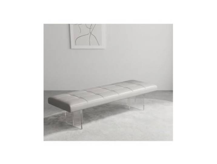 Ottomane-Bank aus Leder mit transparenten Acrylfüßen Entry Schuhhocker Elastisch gepolsterte Oberseite, unsichtbare transparente Beine, geeignet for Schlafzimmer und Eingangsbereich