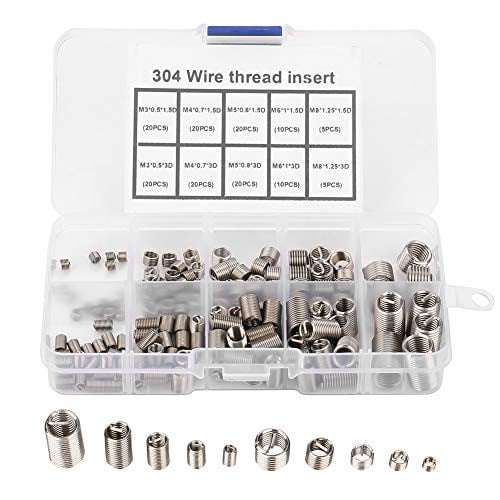 150 stuks RVS Schroefdraad Reparatie Inzetstukken Assortiment M3-M12 met Kunststof Opbergdoos