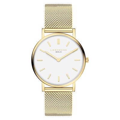 Quarzuhr LIEBESKIND BERLIN "Pure Elegance", gold (goldfarben, weiß), Armbanduhren, Damen, goldfarben, Quarzuhr, Armbanduhr, Damenuhr, Edelstahlarmband, analog