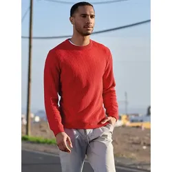 emilio adani Herren Pullover regular Rot uni Rundhals - XL