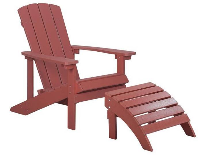 Chaise de jardin rouge avec repose-pieds ADIRONDACK