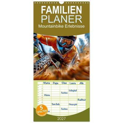 Familienplaner 2027 - Mountainbike Erlebnisse mit 5 Spalten (Wandkalender, 21 x 45 cm) CALVENDO