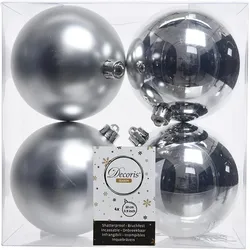 Christmas Decorations 4 Weihnachtskugeln 10cm Kunststoff Christbaumkugeln groß bruchsicher silber