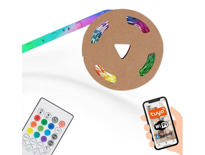 Briloner Leuchten MAGIC SMART - LED Bänder - 2313150 - RGBIC Digitale Farben - Musiksensor - App-Steuerung - Inkl. Fernbedienung - 500 x 1 cm