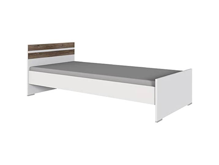 Lomadox Einzelbett, Jugendzimmerbett, Teenagerzimmer, Bettgestell, Bett in weiß mit Eiche Nb., B/H/T: ca. 96/71/204 cm