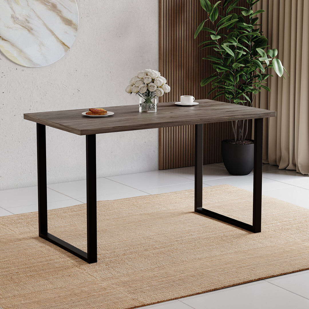 Borough Wharf Aheed 72 cm Rectangular Dining Table with Iron Base Walnut
