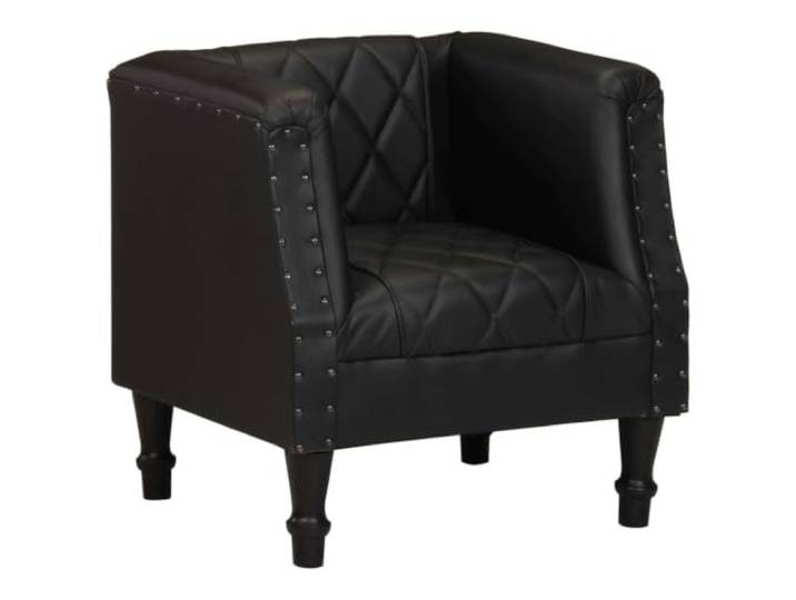 HEFZGDB Sessel Schwarz Echtes Ziegenleder Vintage Stil Massiv Mangoholz Beine Dick Gepolstert Luxuriöser Ledersessel Stabil Robust