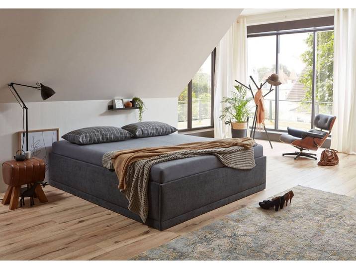 Westfalia Schlafkomfort Polsterbett Texel, Standardhöhe mit Zierkissen, Bettkasten bei Ausführung mit Matratze
