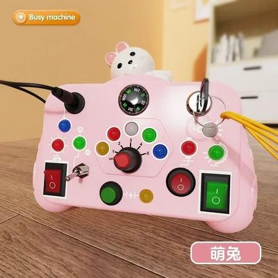 Uplifted Finds Montessori Busy Board Sensory Toy With LED Light And Switch Controls pink Bunny
