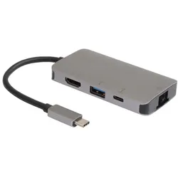 MicroConnect USB-C Mini Dock (USB-C, 1 Port), Dockingstation + USB Hub, Grau