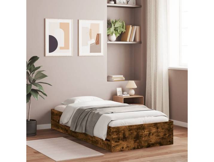 furnicato Bettgestell mit Schubladen 193 x 78 x 33 cm in Räuchereiche (1-tlg), Stauraum, robuste Latten aus Holzwerkstoff, Gewichtsverteilung