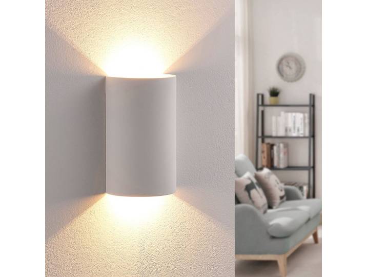 Jenke LED Applique Murale Cast White - Lindby - Salon / séjour - Moderne - Plâtre / argile - Angulaire