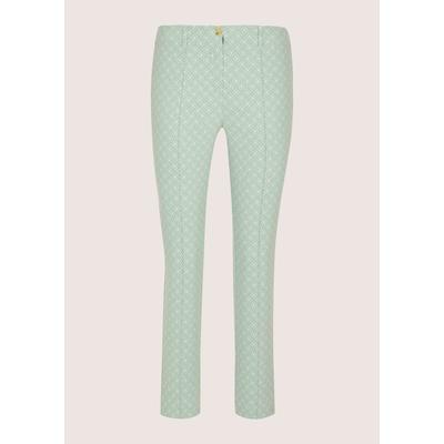 Stoffhose MADELEINE "Jerseyhose Jacquardhose mit grafischem Muster", Damen, Gr. 20, N + K Gr, weiß (salbei, wollweiß), Obermaterial: 66% Baumwolle CO. 30% Polyamid PA. 4% Elasthan EL., Hosen Stoffhose