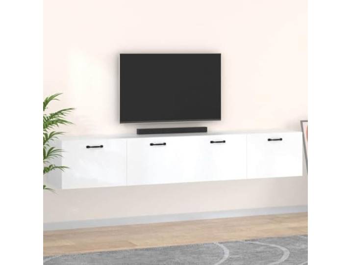 KGHFDVB Wandschraenke 2 STK. Weiss 100x36,5x35 cm Holzwerkstoff 2 Faecher pro Schrank, Wandmontage, Platzsparend, Feuchtigkeitsbestaendig, Montageanleitung Inklusive