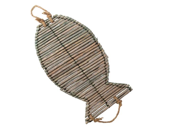 Natur Untersetzer Teller und Töpfe, Tischdekoration Fisch Korbweide, 36 x 20,5 x 1,5 cm