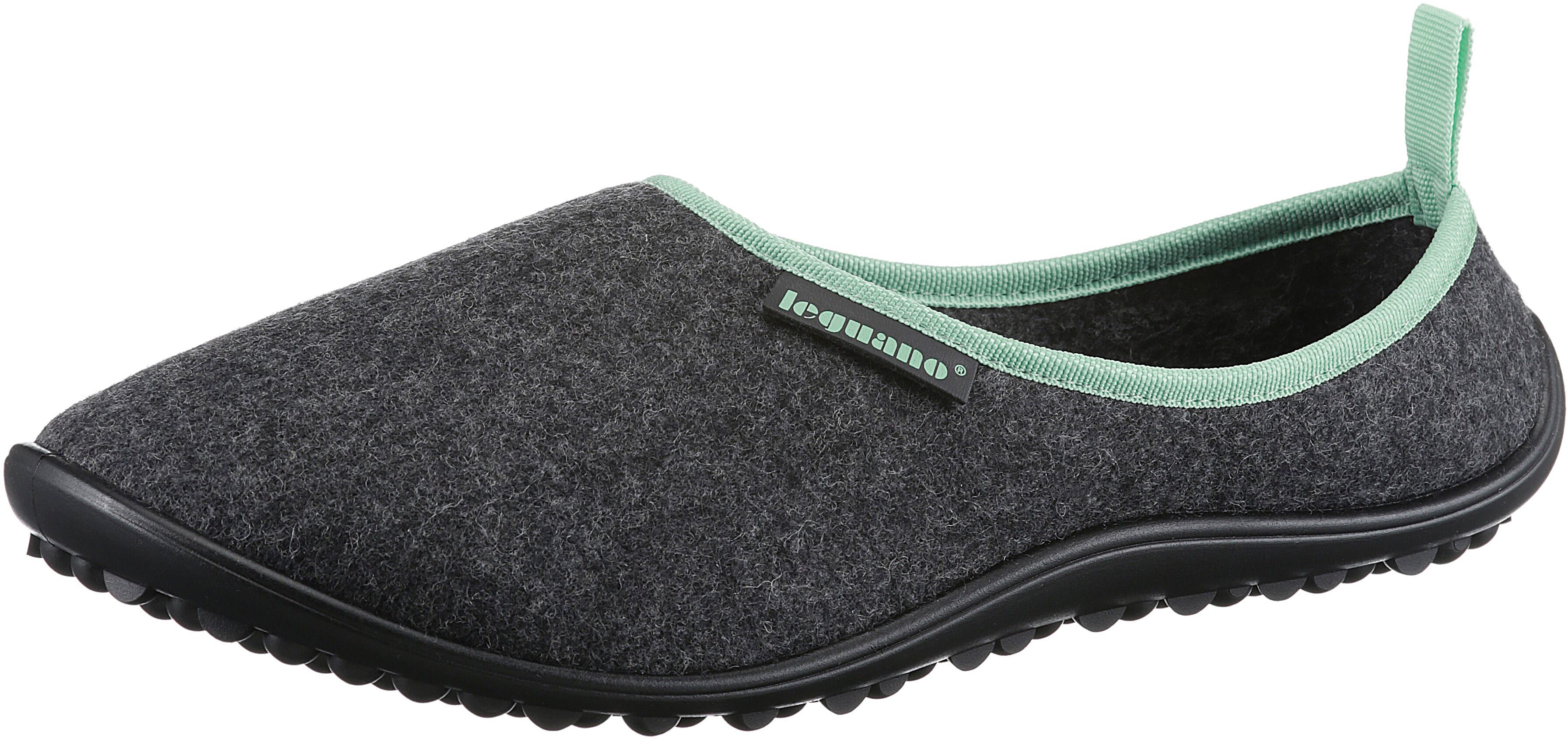 Barfußschuh LEGUANO "ACASA", Damen, Gr. 47, bunt (anthrazit, mint), Textil, meliert, Schuhe Barfußschuh, Bequemschuh, Hausschuh, Clog für volle Bewegungsfreiheit