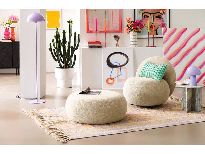 Sessel STOOLA Beige Bouclé Stoff Basima 73 x 76 x 75cm