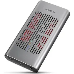 Axagon EEM2-20GD, USB-C 20Gbps externí box pro dva M.2 NVMe SSD s funkcí klonování (M.2), Festplattengehäuse, Schwarz, Grau, Silber