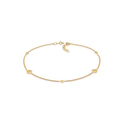 Fußkette ELLI "Fußschmuck Coin Kreis Disc Trend Minimal 925 Sterling Silber" Gr. 22, gold, Fußketten, Damen, Silber 925 (Sterlingsilber)