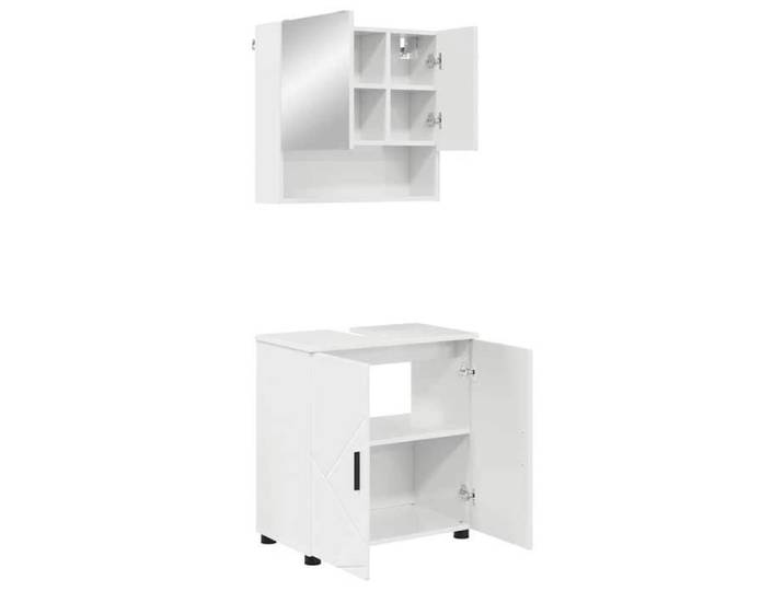 Bois Meuble de salle de bain moderne JILL Set Pour maison 2 pcs Blanc brillant 61x35x64 cm BB69
