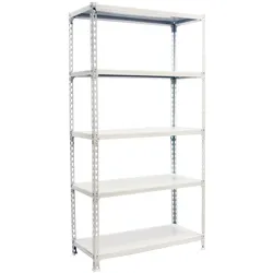 SimonRack Metallregal, 2000x1200x400 mm, 5 Ebenen, Metallboden, 200 kg Biegepunkt, Weiss - Simonclick