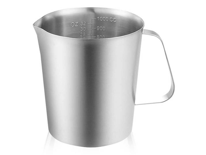 Messbecher Edelstahl 1L mit Griff und Skalen, Silberfarben, Metall, Backen & Backzubehör, Messbecher
