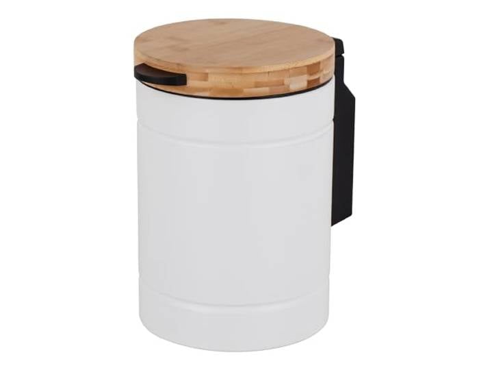 Relaxdays Poubelle murale 3 l\, fermeture douce\, blanc/nature seau intérieur\, métal\, ronde