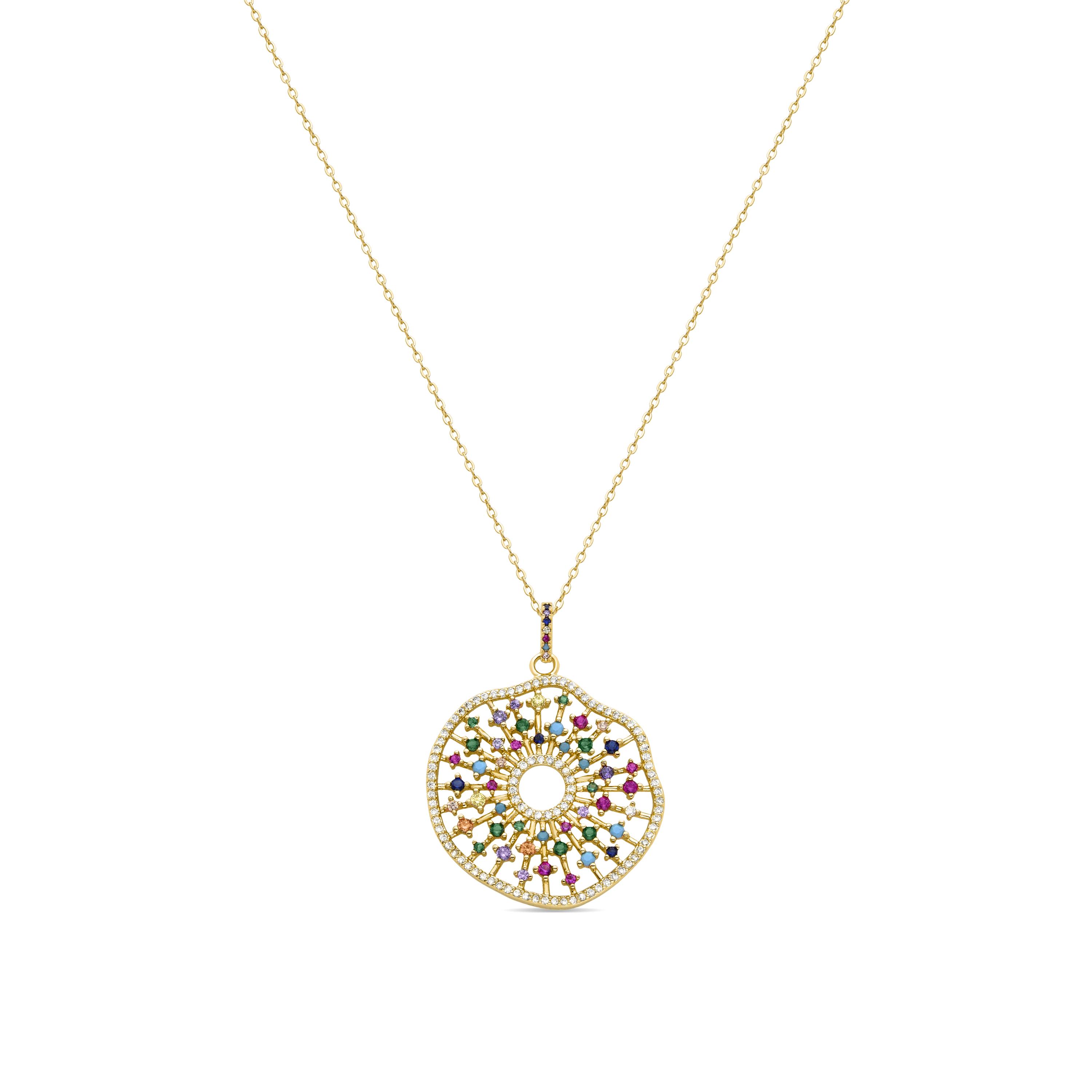 Luxenter Sterling Zilver 925 collier met Veelkleurige Zirkonia afgewerkt in 18K geel goud - Xodoa