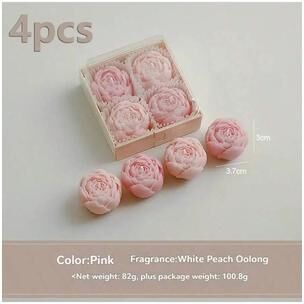 Uplift Essentials 4 Piece Handmade Rose Flower Soy Wax Candle Set pink