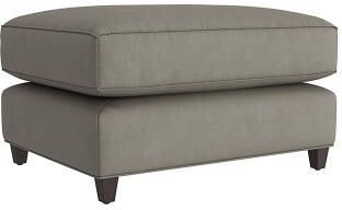 Juliana Leather Ottoman - Sage Leather, Sage Fossil - Ballard Designs