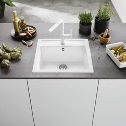 Blanco Spüle 518524 51,5 x 51 cm, PuraDur weiß, Ablauffernbedienung mit Drehbetätigung
