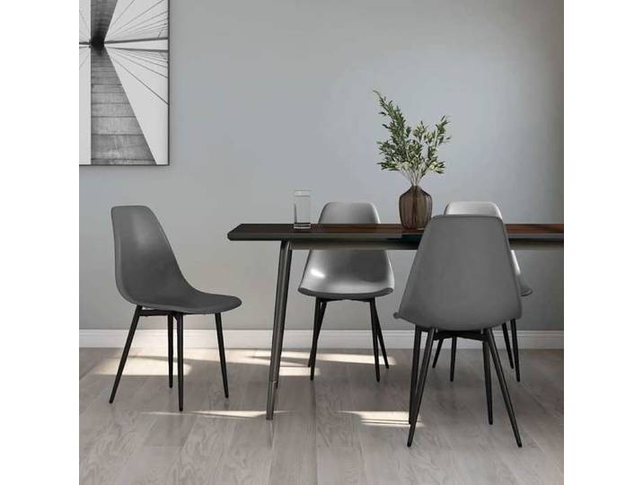 Gris Lot de quatre chaises élégantes - 4 personnes - gris PP - Siège de Cuisine（1parcel）75638