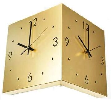 Uplift Picks Modern Double Sided Corner Wall Clock With Silent Movement gold 26x26x3cm no Light