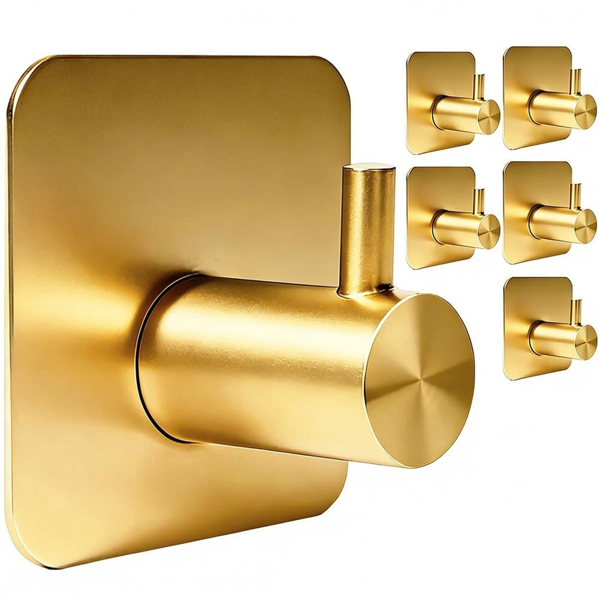 Dailygoods Handdoekhaak Zelfklevend - 6 Stuks - Gouden Afwerking - Wandhaken voor Badkamer zonder Boren