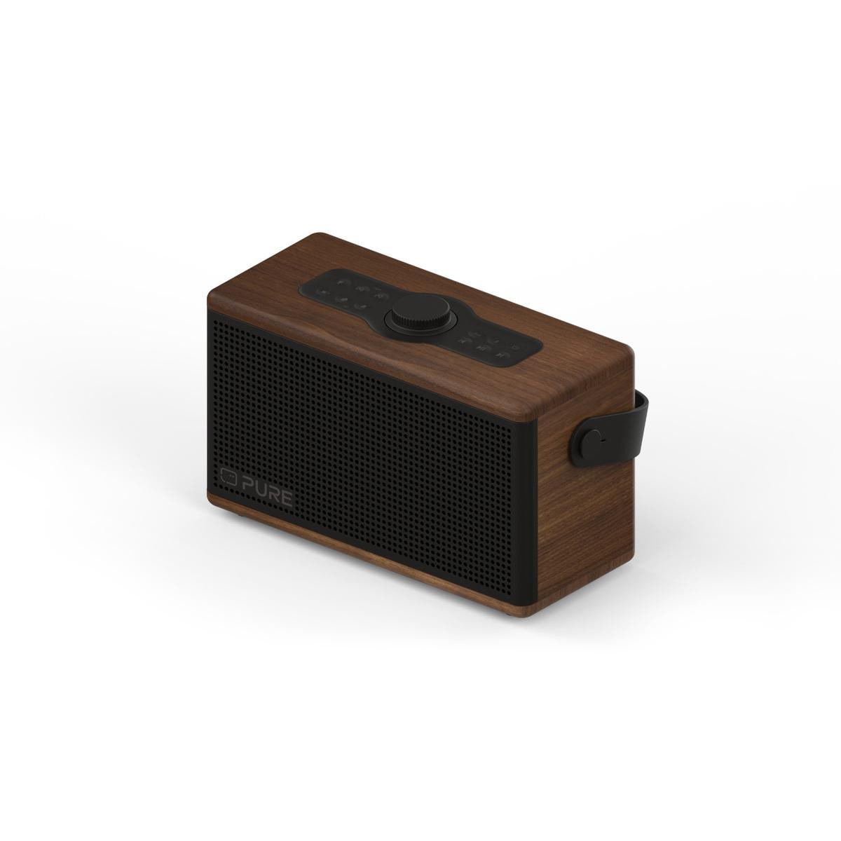 Pure Classic Aura tragbarer Bluetooth-Lautsprecher; Hintergrundlicht; braun/walnuss 254374