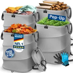 KESSER® Pop-Up-Gartensack Laubsack Gartenabfallsack inkl. Handschuhe   Selbststehend mit Griffen Stabil Robust & Faltbar   Laubsäcke Rasenschnitt Gartensäcke für Gartenabfälle Grünschnitt