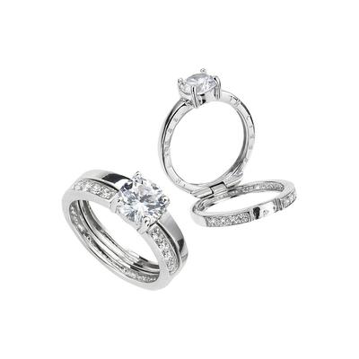 Fingerring FIRETTI "Schmuck Geschenk Silber 925 Silberring Schriftzug innen: In Liebe" Gr. 16, silber (silberfarben), Fingerringe, Damen, 16, Silber 925 (Sterlingsilber), 5mm, Fingerring, mit Zirkonia (synth.)