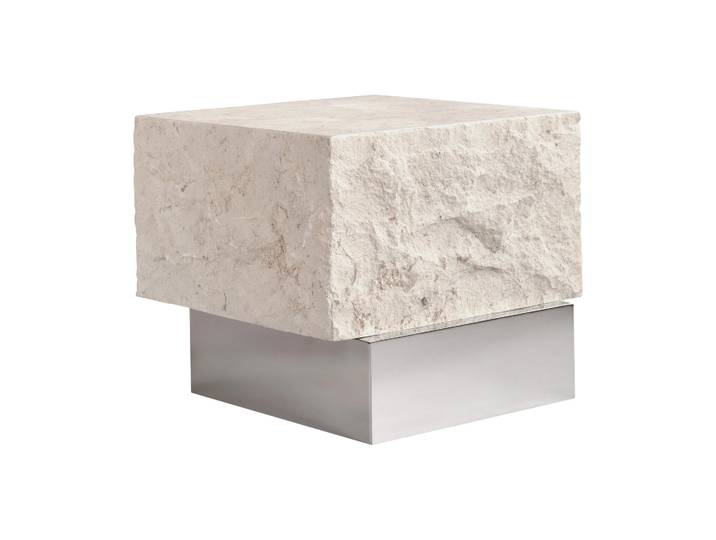 101 Copenhagen Table d appoint Temple low 42x40 cm Chrome-limestone'
